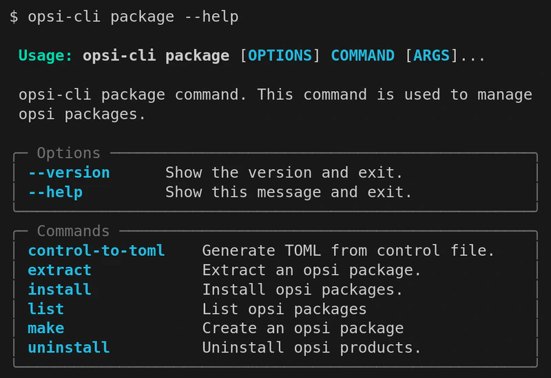 Verwaltung von opsi-Paketen mit opsi-cli