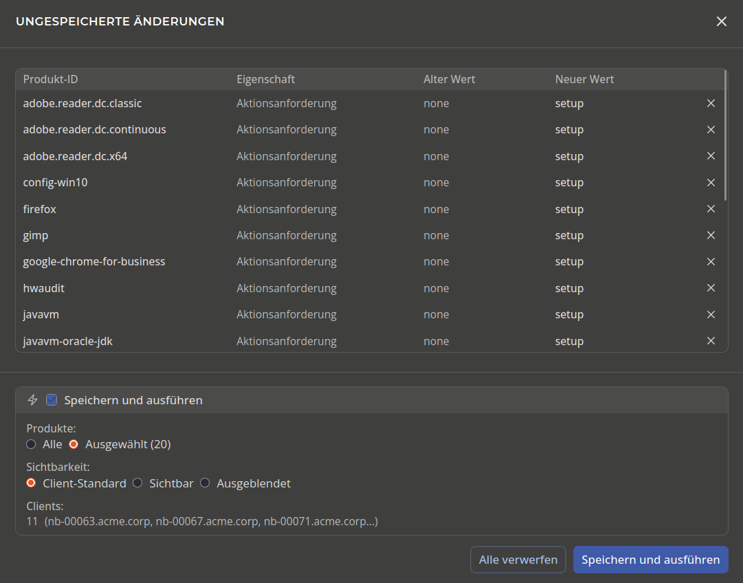 OPSI-WebGUI Dialog Ungespeicherte Änderungen OPSI-WebGUI Dialog Ungespeicherte Änderungen