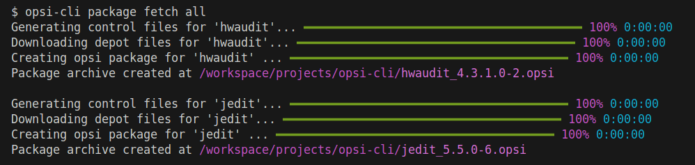 opsi-cli package fetch all
