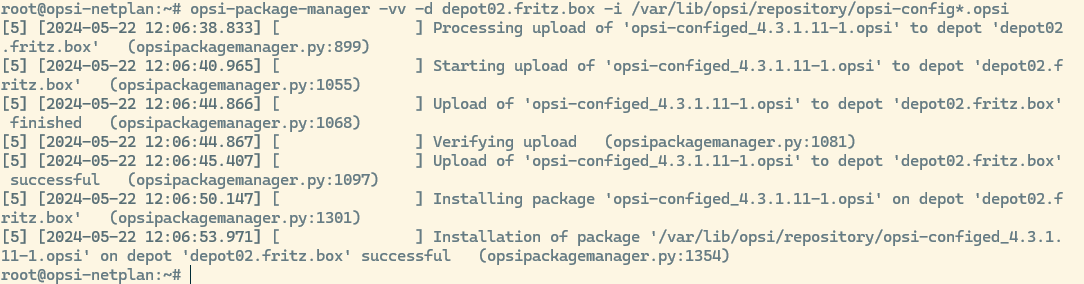 Install opsi packages on the new depot.