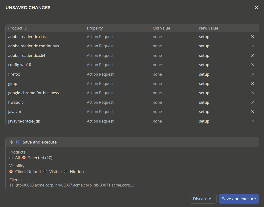 OPSI-WebGUI Unsaved Changes Dialog